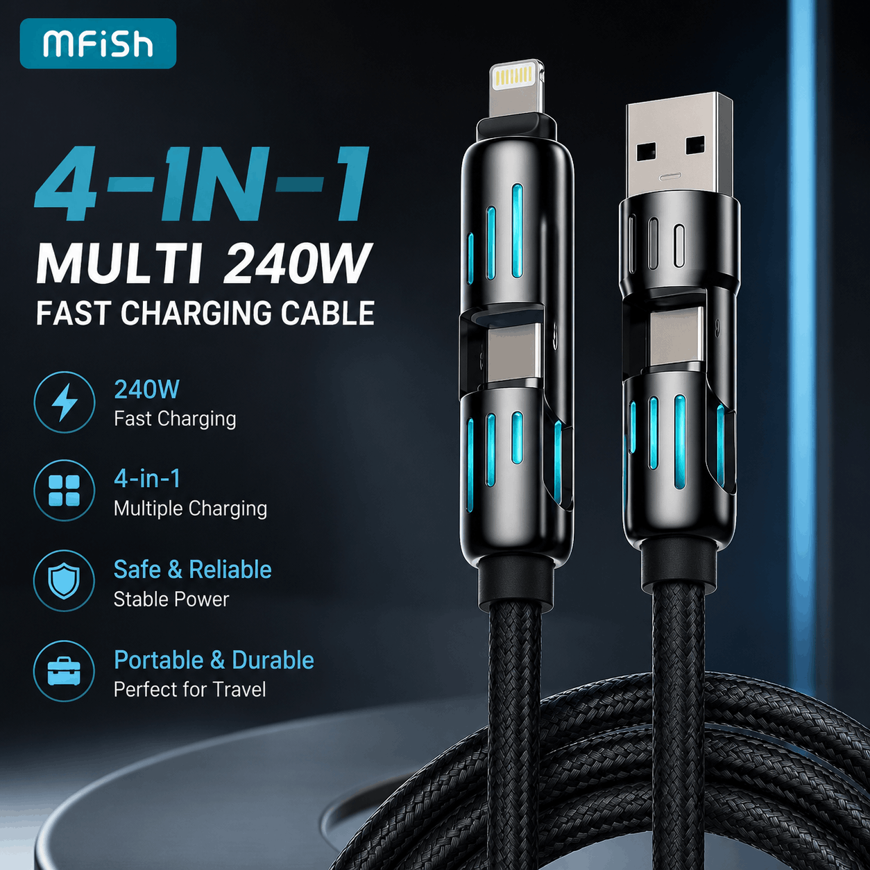 4-in-1 USB Charging Cable (240W Fast)